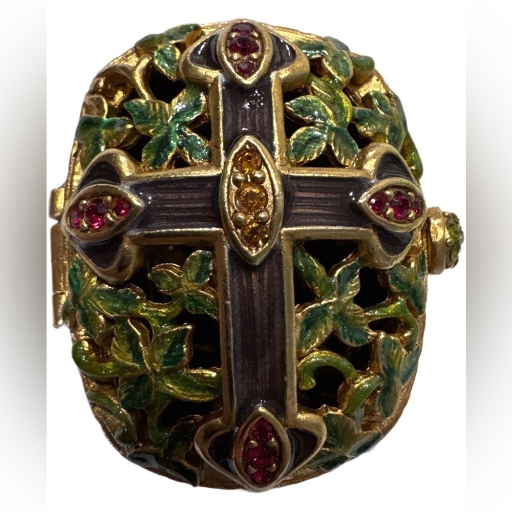 JAY STRONGWATER CROSS SWAROVSKI CRYSTAL & ENAMEL TRINKET BOX 
NEW
5051